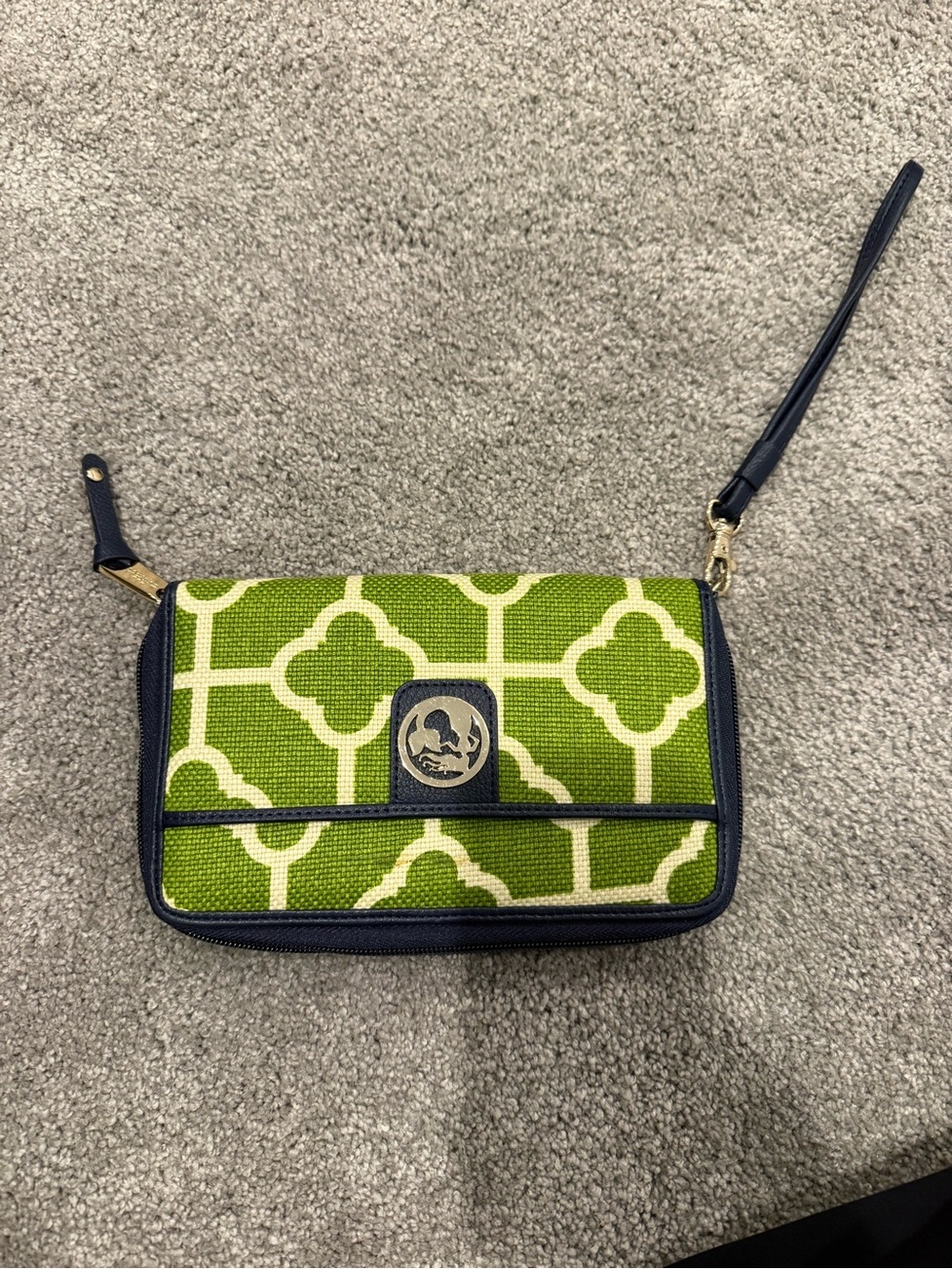 Spartina 449 Green & Navy Linen Wristlet Wallet